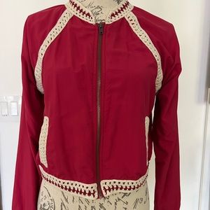 Free people Ruby red crochet detail popover jacket.Size S